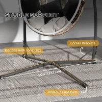 Outsunny Hammock Chair Stand, Heavy Duty Steel Hanging Chair Stand for Swing Chair, Egg Chair Stand with Cup Holder, Black(m-6)