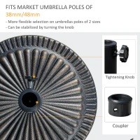 Outsunny Round Umbrella Base Φ19.1", 31.5 lbs Resin Stand with Decorative Design for Poles 1.5"/1.9", Bronze(m-4)