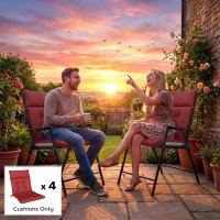 Outsunny Patio Chair Cushions Set of 4, Waterproof Non-Slip Lounge Chair Cushions, 44"x21", Wine Red(m-9)