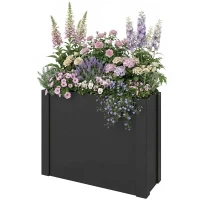 Outsunny Raised Garden Bed Galvanized Planter Box Outdoor with Gloves for Gardening Vegetables, Flower, Herb, 2.6 x 1 x 2 ft, Black(m-1)