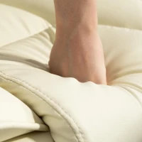 HOMCOM Executive Office Chair, Pet-Friendly Leather Ergonomic Desk Chair with Footrest, Swivel Recliner, Beige(m-11)