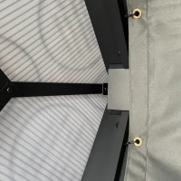 Outsunny 12' x 15' Hardtop Gazebo Canopy with Polycarbonate Roof, Aluminum Frame, Netting, Curtains and Ceiling Hook, Dark Grey(m-11)