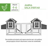 PawHut 123" Extra Large Chicken Coop Wooden Poultry House Rabbit Hutch Hen Backyard with Run Ramps and Nesting Boxes, Grey(m-4)