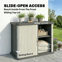 Outsunny 127 Gallon Outdoor Storage Box, UV Resistant Garden Storage Container for Patio, Porch, Poolside, Light Brown(m-6)