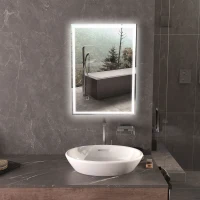 HOMCOM 32" x 24" Bathroom Mirror with LED Lights, Dimmable Makeup Mirror, Vanity Mirror with 3 Colors, Smart Touch(m-10)