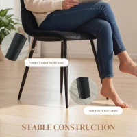 HOMCOM Dining Chairs Set of 4, Upholstered Dining Room Chairs with Steel Legs, Modern Kitchen Chair for Dining Room, Black(m-5)