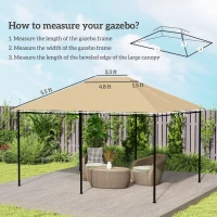 Outsunny 10' x 13' Gazebo Canopy Replacement Roof for 84C-116, Khaki(m-3)
