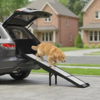 PawHut Foldable Dog Car Ramp with Support Leg, Non-Slip TPR Surface, 69" x 15.7", for Small to Large Dogs Up to 220LBS(m-8)
