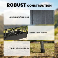 Outsunny 3ft Folding Camping Table, Picnic Table with Mesh Storage Net, Carrying Bag and Metal Frame, Black(m-6)