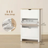 HOMCOM Shoe Storage Cabinet with 3 Flip Drawers and Adjustable Shelves for 9-18 Pairs of Shoes, White(m-3)