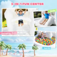 Qaba Inflatable Bounce House, 3-in-1 White Castle Bouncy House with Slide, Ball Pit and 370W Blower for Kids Ages 3-8, White(m-4)