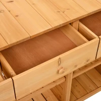 Tall Potting Bench with 3 Shelves, 6 Drawers, Hutch and Cabinet, Wood Garden Workstation for Patio, 50'' L x 20.5'' W x 65.5'' H, Natural(m-9)