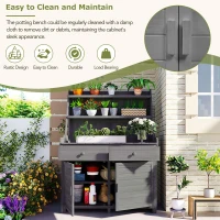 Fir Wood Potting Bench with Drawer & Cabinet for Garden, Outdoor Garden Workstation with Three-Tier Shelf, 47'' L x 23'' W x 65'' H, Gray(m-4)