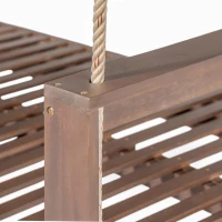 Twin Size Farmhouse Swing Daybed for Backyard Relaxation, Acacia Wood Porch Swing with 4 Hanging Rope, 82'' L x 40.5'' W x 27.5'' H, Brown(m-9)