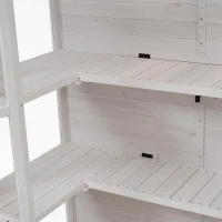 Walk-In Greenhouse with 4 Skylight & 2 Folding Shelf, Wood Cold Frame with Polycarbonate Panel for Garden, 58'' L x 29'' W x 78'' H, White(m-10)