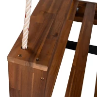 Acacia Wood Porch Swing Bed with Hemp Ropes for Patio, Twin Size Hanging Daybed with 400LBS Capacity, 86" L x 41.5" W x 17.5" H, Natural(m-8)