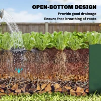 Outsunny Galvanized Raised Garden Bed with Trellis for Climbing Plants, Outdoor Planter Box with Open Bottom, Green(m-6)