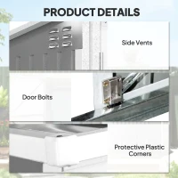 Outsunny Outdoor Metal Storage Shed Garden Garbage Can Organizer with Double Door and Vents for 2 Trash Cans, Light Grey(m-6)