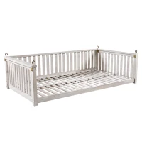Minimalist Swing Bed with Safe Sloped Design for Backyard, Wooden Porch Swing with High Weight Capacity, 79" L x 41.5" W x 21" H, White(m-13)