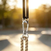 Qaba Wooden Swing Seat for Backyard Adjustable Rope Outdoor Playground Playset for Kids with Tree Straps Carabiners(m-10)