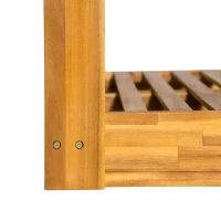 Twin Size Porch Swing Daybed with Acacia Wood Frame, Farmhouse Hanging Daybed for Patio & Garden, 82'' L x 40.5'' W x 27.5'' H, Natural(m-10)