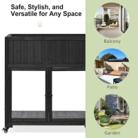 Mini Wood Cold Frame Greenhouse with Wheels for Patio, Elevated Garden Bed for Indoor Outdoor Use, 35.5" L x 17.5" W x 37.5" H, Black(m-6)