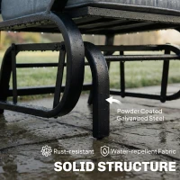 Outsunny Patio Glider, Outdoor Glider Chair with Cushions, Steel Frame, Curved Armrests, Light Grey(m-5)