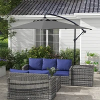 Outsunny 3(m) patio offset umbrella, with Cross Base - Dark Grey(m-1)