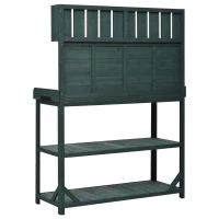 Outdoor Potting Bench with 4 Shelf & Side Hook for Patio, Farmhouse Garden Workstation with Large Tabletop, 47'' L x 19.5'' W x 65'' H, Green(m-15)