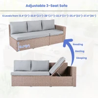 6-Piece Patio Rattan Set with Adjustable Lounger & Storage Box, All-Weather Wicker Furniture for Garden, 75.5" L x 27.5" W x 28.5" H, Natural(m-5)