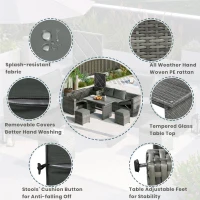 6-Piece Patio Rattan Set with Adjustable Lounger & Storage Box, All-Weather Wicker Furniture for Garden, 75.5" L x 27.5" W x 28.5" H, Grey(m-4)