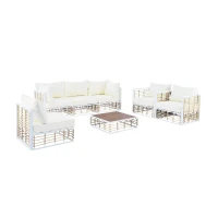 All-Weather 7-Piece Patio Sectional with Cushions & Coffee Table, Metal Furniture with Modular Design for Garden, 25" L x 25" W x 24" H, White(m-12)