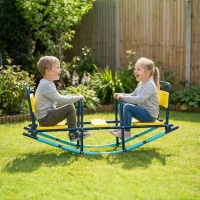 Qaba Teeter Totter Seesaw for Kids, 2 in 1 Metal Rocking Seesaw for Toddlers Age 3-8, Playground Equipment for Backyard(m-8)