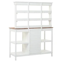 Large Wooden Potting Bench with 2 Drawer, Cabinet, Open Shelf, Farmhouse Garden Workstation for Backyard, 50'' L x 19.5'' W x 66'' H, White(m-12)