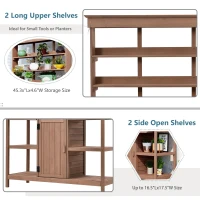 Farmhouse Wooden Potting Bench with 2 Drawer & Cabinet, Outdoor Garden Workstation with Storage Shelf, 50'' L x 20'' W x 66'' H, Brown(m-7)