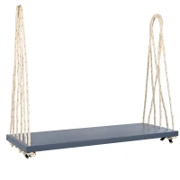 Acacia Wood Porch Swing with Cushion & 2 Pillow for Garden, Hanging Patio Bench with Durable Hemp Rope, 63" L x 23.5" W x 2" H, Gray(m-15)