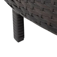 5 Piece Half-Moon Patio Sectional with Glass Table, All-Weather Wicker Sofa with Thick Cushions, 47.5" L x 27" W x 27" H, Grey(m-7)