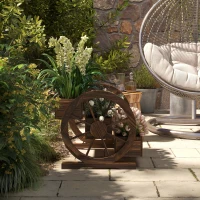 Outsunny Wooden Wagon Planter Box, 3-Tier Raised Garden Bed, for Vegetables Flowers Herbs, 24" x 24" x 22", Carbonized(m-9)