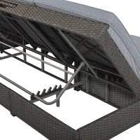 Outdoor Patio Sunbed with Adjustable Backrest & Side Tray, Wicker Rattan Lounger with Thick Cushion, 47" L x 29.5" W x 15" H, Gray(m-8)