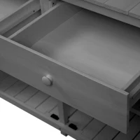 Fir Wood Potting Bench with Drawer & Cabinet for Garden, Outdoor Garden Workstation with Three-Tier Shelf, 47'' L x 23'' W x 65'' H, Gray(m-11)