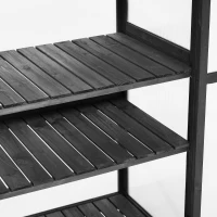 Portable Wood Greenhouse with Wheels & 3-Tier Shelf, Tall Cold Frame with Vented Roof for Balcony Garden, 31.5'' L x 22.5'' W x 62'' H, Black(m-9)