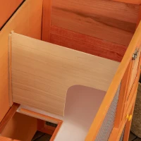 PawHut Wooden Rabbit Hutch, Indoor Outdoor Bunny Cage with Run, 2- Level Guinea Pig House with Slide-Out Tray, Waterproof Roof, Yellow(m-9)