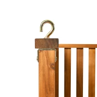 Minimalist Twin Swing Bed with Ropes for Patio & Backyard, Wood Porch Swing with Safe Sloped Design, 79" L x 41.5" W x 21" H, Teak(m-9)