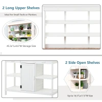 Large Wooden Potting Bench with 2 Drawer, Cabinet, Open Shelf, Farmhouse Garden Workstation for Backyard, 50'' L x 19.5'' W x 66'' H, White(m-5)