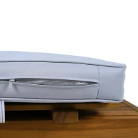 Casual Outdoor Sectional Sofa with Wood Frame & Cushions, Patio Seating Group for Backyard, 25.5" L x 25.5" W x 25.5" H, Natural+Gray(m-13)