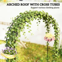Outsunny 8 ft Steel Garden Arch, Garden Arbor Trellis with Large Base for Climbing Plants, Wedding Arch Stand, Black(m-4)