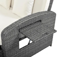 Stylish Double Chaise Lounge with Adjustable Back, 2-Person Rattan Daybed with Thick Cushion, 53.5" L x 43" W x 21.5" H, White(m-10)