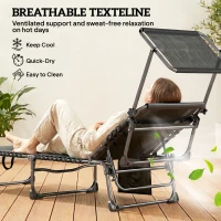 Outsunny Lounge Chair Outdoor, Folding Chaise Lounge with 5-Level Adjustable Back, Cushion, Side Pocket and Headrest(m-7)