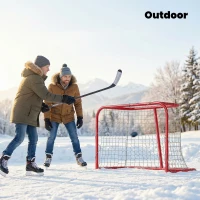 Soozier 3' x 2' Mini Hockey Goal, Easy Setup Hockey Net with Metal Frame, Lightweight & Portable(m-10)