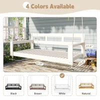 Twin Daybed Porch Swing with 4 Rope for Patio or Garden, Wood Swing Bench with Farmhouse Design, 82'' L x 40.5'' W x 27.5'' H, White(m-6)